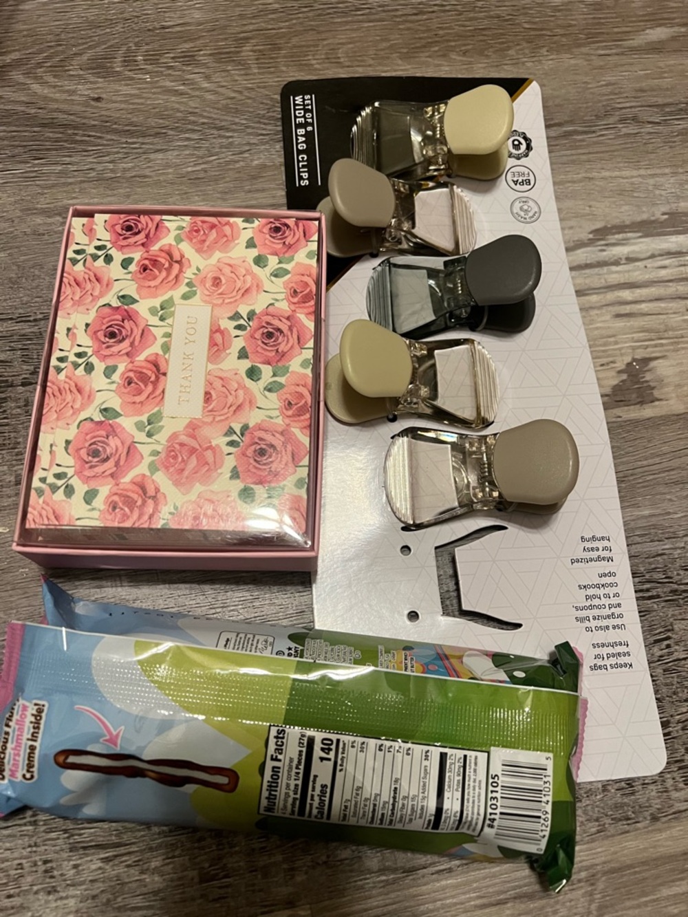 Bundle of chips clips, thank you cards with envelopes 14pcs and candy!